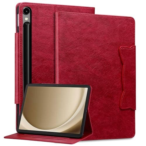 YBFJCE Folio Case for Samsung Galaxy Tab S9 FE 10.9 inch 2023, Premium PU Leather Smart Cover with Card Slots, for Samsung Galaxy Tab S9 FE (SM-X510/X516B) Case, Red