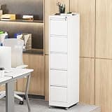 Kiwaou 5 Drawer Vertical File Cabinet with Lock & Wheels, Heavy Duty Metal Storage Cabinet for A4 Letter Legal Files, White, 17.71" D X 15.16" W X 64.17" H