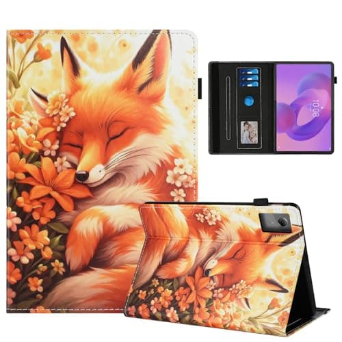 Rostsant Case for Lenovo Idea Tab 11 Inch Tablet 2025 TB-336ZU TB-336FU Cover Book Stand Function Card Slot Book Protective Tablet Cover for Lenovo Idea Tab 11 Inch Fox Flower