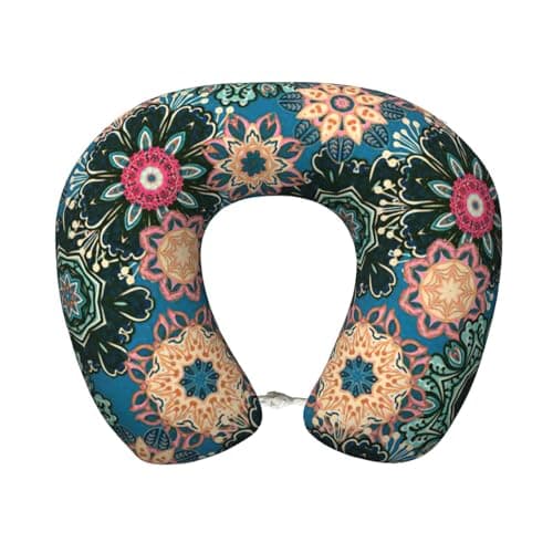 Wangxyozdp Bohemian Flower Print Travel Pillows For Airplanes,U Shaped Memory Foam Neck Pillow For Car,Home,Office