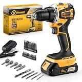 Aowei 20V Brushless Cordless Drill/Driver, Compact Power Drill Set, Yellow Rechargeable Lithium-Ion Drill Kit, including 2.0Ah Battery, Charger and 3/8-inch Keyless Chuck