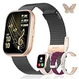 Iaret Smart Watch for Women, 4 Bands & Charm Gift Set, 1.75" HD Fitness Tracker with Bluetooth Calls, Heart Rate SpO2 Sleep Monitor, 120+ Sports Modes, Compatible with Android iPhone (Black Gold)