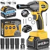 Muylux 4.0Ah Battery Cordless Impact Wrench, Brushless 1/2 Impact Gun, 320Ft-lbs(430N.m) 20V High Torque Power Impact Driver, Electric Impact for Car Home
