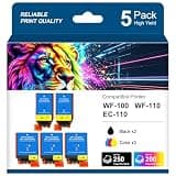 CLREEGRI Compatible Replacment for T215 215 Ink Cartridges (3 Black and 2 Tri-Color) Remanufactured T215 Combo Pack Compatible for WF-100, WF-110, EC-110 Printers