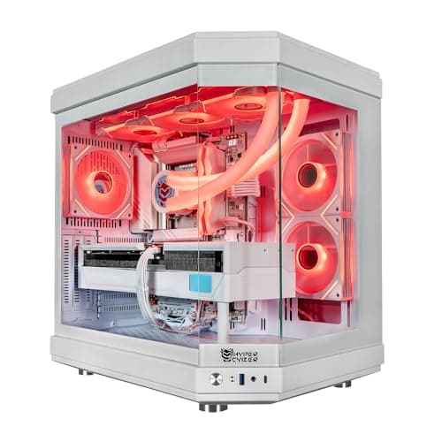 HYPER CYBER Ultra White Gaming PC Desktop Computer, AMD Ryzen 7 7800X3D, GeForce RTX 5060 TI 16GB, 32GB DDR5, 1TB SSD, 360 LCD Liquid Cooler Black, Windows 11 Home, RGB Lighting, WiFi, Ready to Use