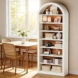 BIGTO Bookcase 31.5"*11.8"*78.8", White MDF Spacious Display Shelving Unit Bookshelf Home Furniture
