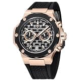 BENYAR Pagani Design Men's Chronograph Watch PD-YS032, Fluororubber Strap, Sapphire Glass, 44MM Dial, Japan TMI VK64 Movement (Gold Black)