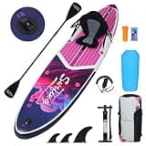 YUSING Inflatable Paddle Board with Seat, 11' x 33'' x 6" SUP, Extra Wide Paddle Boards for Adults, Non-Slip Deck Stand Up Paddle Board with Kayak and SUP Accessories, 3 Removable Fins(Purple)