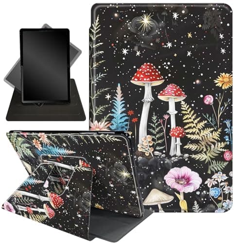 for All-New Amazon Kindle Fire HD 10 Tablet Case (13th Generation, 2023 Release) 10.1", 360 Degree Rotating Stand Cover with Auto Wake Sleep Case for Fire Tablet 10 2023,Mushroom Starry Sky 0