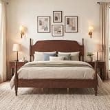 Clyrava Dark Wood King Bed Frame Traditional with Spindle Headboard, Vintage Four Poster Platform Bed Frames, Antique Bedframe with Wooden Slat Support, No Box Spring Required (Brown, King)