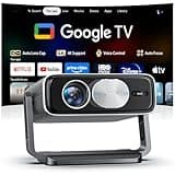 Smart Projector [Built in Google TV and 4K Support] with WiFi and Bluetooth, 2500ANSI, Auto Lens Cap, Portable Outdoor Movie Projector with Built-in Apps Auto Focus for Ceiling/Home Theater/Bedroom