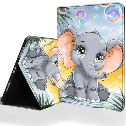 DSRGRGFDJ Tablet Case for iPad Pro 13 Inch M5 2025/ M4 2024 with Magnetic Auto Wake/Sleep and Multi-Angle Adjustable Stand Cover - Cute Elephant