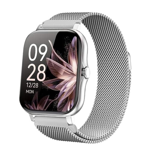 RYE 2.01-Inch Full Touch Screen Unisex Smartwatch, Built-in Speaker, Wireless Calling, Music Playback, Weather & Message Notification, Fitness Tracker (Silver)