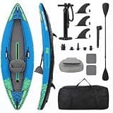 IDEALHOUSE 10Ft Inflatable Kayak for Adults – 1-Person Portable Blow-Up Boat with Durable Oxford Cover, Touring Kayak for Lake & River, Includes Adjustable Padded Seat & High-Output Air Pump