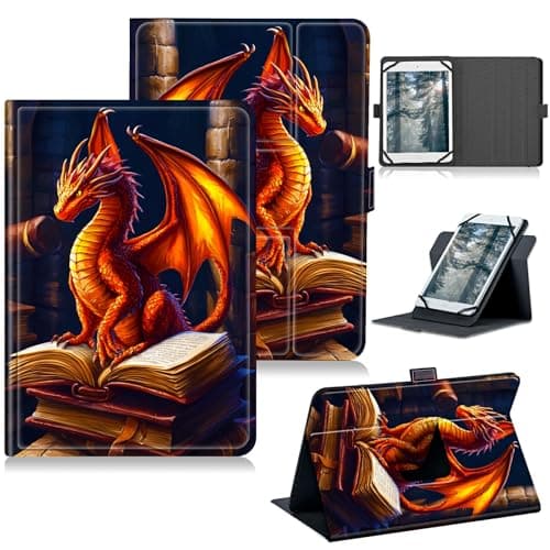 RWUTYTIUL Universal Tablet Case for Xiaomi Pad 7/7 Pro 11.2 Inch, 360 Degree Rotating Kickstand Protective Stand PU Leather Shell Cover for 10.5"-11.5", Book Dragon