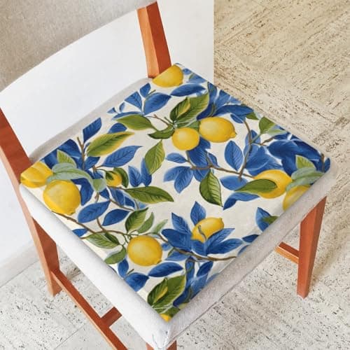 Hsnar Chair Cushions Lemons Leaves Chair Pads for Dining Chairs Removable Seat Cushion for Kitchen Living Room Office Patio 16 x 16 x 1.2 Inches