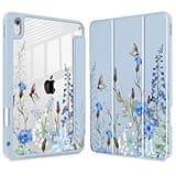 May Chen for iPad (A16) 11th Generation Case 11 Inch 2025, iPad 10th Gen Case 2022 10.9 inch, Built-in Pencil Holder with Shockproof Cover Clear Back Shell Auto Wake/Sleep, Flowers Butterfly