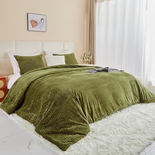 Bildenly Velvet Comforter Set Full Size, Ultra-Soft Winter Quilt Sets, Luxury Bedspread Coverlet Quilted Bedding Set with 2 Pillow Shams for All Season, 80"x90" Oliver Green