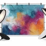 Turquoise Orange Purple Backdrop 10x8ft Modern Color Gradient Photography Backdrop Fabric Photoshoot Background Tapestry Banner for Birthday Baby Shower Decoration Party Video Photo Studio Props