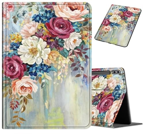 BVCLKJPOI Oil Painting Floral Art Case for Samsung Galaxy Tab S10 FE/Galaxy Tab S10 Lite/Galaxy Tab S9 FE 10.9", PU Leather Stand Cover with Soft TPU Back & Auto Wake/Sleep for Women Girls