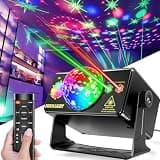 Party Lights DJ Disco Ball & LED Stage Strobe Light with Sound-Activated 10ft USB-C Cable,Remote,Disco Lights for Parties Indoor Use,Birthday,Dance,Clubs,Bar,Living Room,Weddings, Holidays Décor