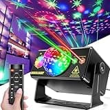 Party Lights DJ Disco Ball & LED Stage Strobe Light with Sound-Activated 10ft USB-C Cable,Remote,Disco Lights for Parties Indoor Use,Birthday,Dance,Clubs,Bar,Living Room,Weddings, Holidays Décor