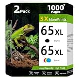 65XL Black Color Combo 2-Pack Ink Cartridge Replacement for HP Ink 65 HP65 XL HP65XL work with Envy 5055 5000 5052 5014 5070 5010 Deskjet 3755 3700 3772 2600 3752 2622 2652 2640 2655 3722 3720 Printer
