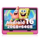 Gleeso Kids Tablet,Android 16 Tablet with HD Display,10.1 inch,Parental Control & Kids Mode, GMS Certified,20GB RAM 64GB ROM,1TB Expandable, 5000mAh Battery, Dual Camera, Protective Case, Pink