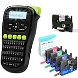 EazeID H1100 Labeler with 5PK Color Tapes, Cable Label Maker Waterproof-Labels, Handheld Electric Label Maker with Keyboard, Wire Labeler for Home Office Industrial Warehouse Use, H1100