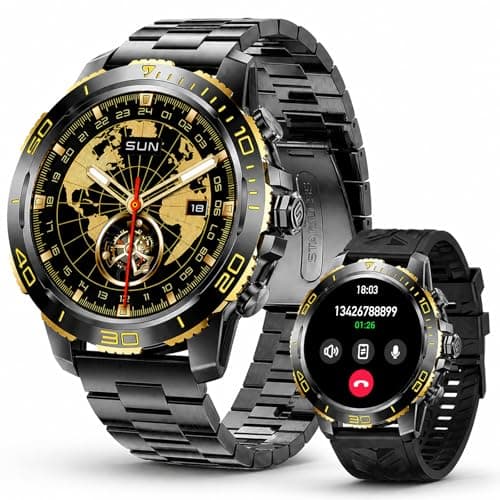 LIMIGE Smart Watch for Men Answer/Make Call, 1.43" AMOLED Mens Luxury Smartwatch 800mAh/IP68 Waterproof/Flashlight/200 Sport Modes/Heart Rate Sleep Monitor Pedometer for Android iPhone Black