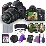 Nikon D3100 DSLR Camera with 18-55mm VR Lens 14.2MP Bundle with Replacement Battery + Cleaning Kit + Filter Kit + 64GB Memory Card + More