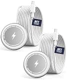 Magnetic Wireless Charger, 15W Fast Charging, 2-Pack with 6ft Braided USB-C Cables – Compatible with MagSafe for iPhone - White