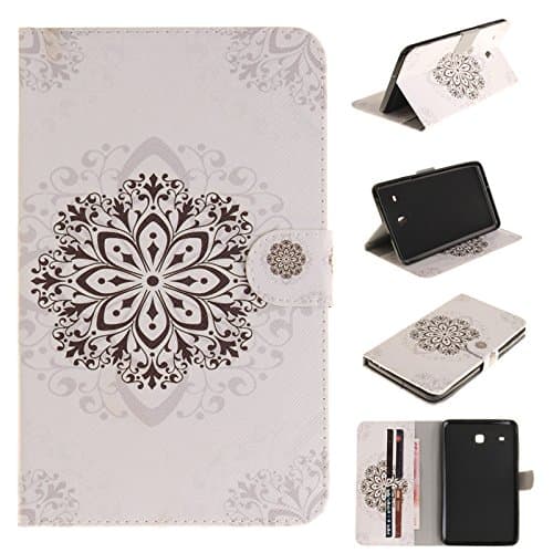 Ngift Samsung Galaxy Tab E 8.0 Case, [Datura Flowers] PU Leather [Card Slots] Folio Leather Stand Shell Flip Case Cover for Samsung Galaxy Tab E 8.0-Inch SM-T377 / T375