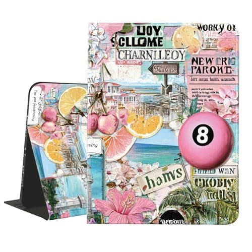 AdorableWhimsy Pink Vintage Collage Case for iPad Pro 2022/2021/2020/2018 11 Inch with Pencil Holder Multi-Angle Viewing Stand Leather Folio Cover Aesthetic Protective Case