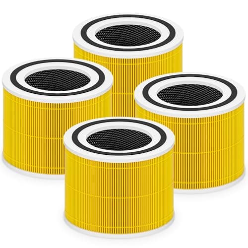 Core 300 Pet Care Replacement Filter for LEVOIT Core 300 Core 300S Core 300-P Core 300S-P Air Purifier, 3-in-1 High Efficiency Activated Carbon, Compared to Part # Core 300-RF-PA, 4 Pack, Yellow