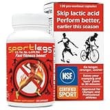 SPORTLEGS Pre-Exercise Metabolic Primer for Runners, Cyclists and Endurance Athletes - Helps Muscles Use and Recycle Lactate for Smoother, Longer Efforts - NSF Certified for Sport - 120 Capsules