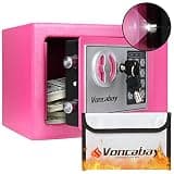 Voncabay Money Safe Box for Home with Digital Keypad, 0.23 Cu. Ft., Pink