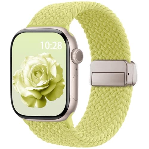 Braided Stretchy Band Compatible with Apple Watch Bands 38mm 40mm 41mm 42mm 44mm 45mm 46mm 49mm Women Men, Soft Nylon Solo Loop Magnetic Sport Strap for iWatch Series 11 10 9 8 7 6 5 4 3 2 1 SE Ultra