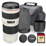 Canon EF 70-200mm f/4L USM Lens for Canon EF Mount DSLR Cameras (2578A002), Professional Telephoto Zoom Lens with Fast USM Autofocus for Sports, Wildlife, Portrait & Event Photography + 64GB Card
