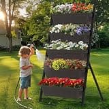 TOREVSIOR 5-Tier Vertical Raised Garden Bed, Vertical Garden Planter with Water Drainage, Elevated Garden Bed for Vegetables Flowers Herbs Indoor Outdoor