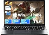 MELIUNA 15.6 Inch Laptop with AI&Office 365, 6GB RAM 128GB SSD, Quad-Core Processor, Win 11 Home Laptops Computer, IPS FHD, 180°Viewing, Type-C, WiFi 5, BT 4.2, Portable Thin Laptops(Gray)