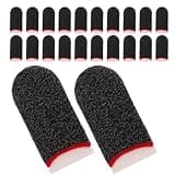 SHINYPASING 20 Pair Mobile Gaming Finger Sleeves for Smartphones and Tablets Sweatproof Breathable Fiber Thumb Covers Comfortable Touchscreen Gaming Gloves