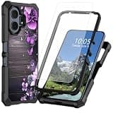 DIGTIALL for TCL K70 5G Phone Case,Purple and Pink Flowers Wooden