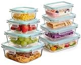 Liuruiyu Glass Food Storage Containers with Lids, 8 Pack Meal Prep Containers, Airtight Bento Boxes with Leak Proof Locking for Microwave, Oven, Freezer and Dishwasher, BPA Free（5oz to 36oz）