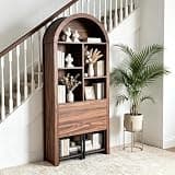 NOXJUQU Tall Arched Bookcase,Convertible Hideaway Desk to Bookshelf