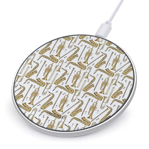 Trombone Music Instruments Wireless Charger 10W Max Fast Wireless Charging Pad with USB Cable