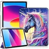 Yuxcfhjfe Case for Samsung Galaxy Tab S6 Lite 10.4" 2024/2022/2020 (SM-P620/P625/P613/P619/P615/P610)，Foldable Stand Support Auto Wake/Slee, Rainbow Unicorn