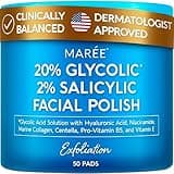 MAREE Glycolic Acid Pads & 2% Salicylic Acid – Toner Pads for Face with 20% Glycolic Acid Solution – Face Exfoliating Pads, Acne Clearing Face Pads – Skin Pore Resurfacing & Radiance Device – 50 Count