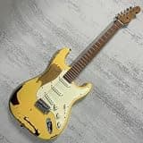 Pin Up Girl Cream Over Sunburst Rhxflame Road Worn Electric Guitar, Alder Body, Roasted Canada Maple Neck & Fingerboard, Rounded End Frets, Tremolo Bridge, Vintage Tuners