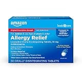 Amazon Basic Care 24-Hour Children Allergy Medicine, Loratadine Orally Disintegrating Tablets, 10 mg, Antihistamine, Non-Drowsy, Indoor & Outdoor Allergies, Ages 6+, 30 Count